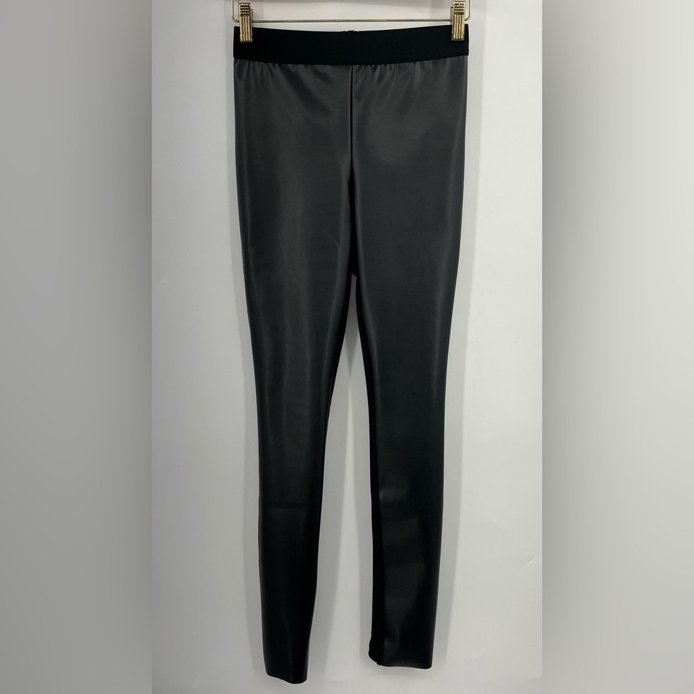 SACAI S Mixed-Media Faux Leather Leggings 0714 small black vegan - Picture 2 of 14